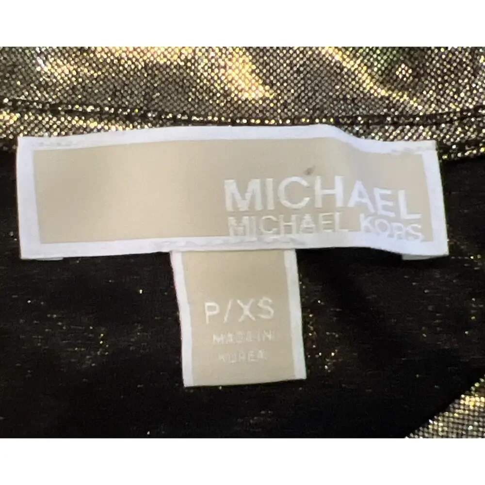 Michael Kors Women's Metallic T-Shirt Size Petite X-Small Metallic Gold